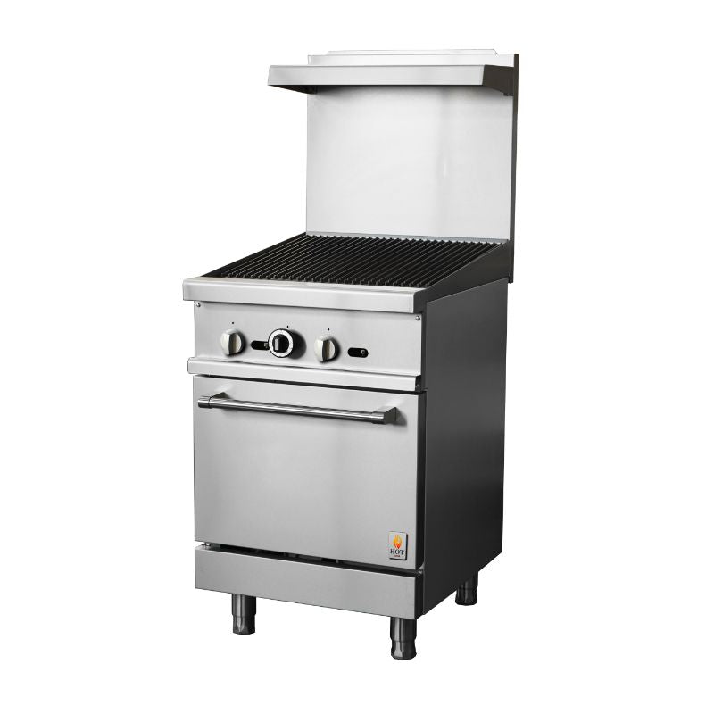 Gas Range with Built-In Convection Oven 24"w/24"Charbroiler top HZ-CR24-24CB