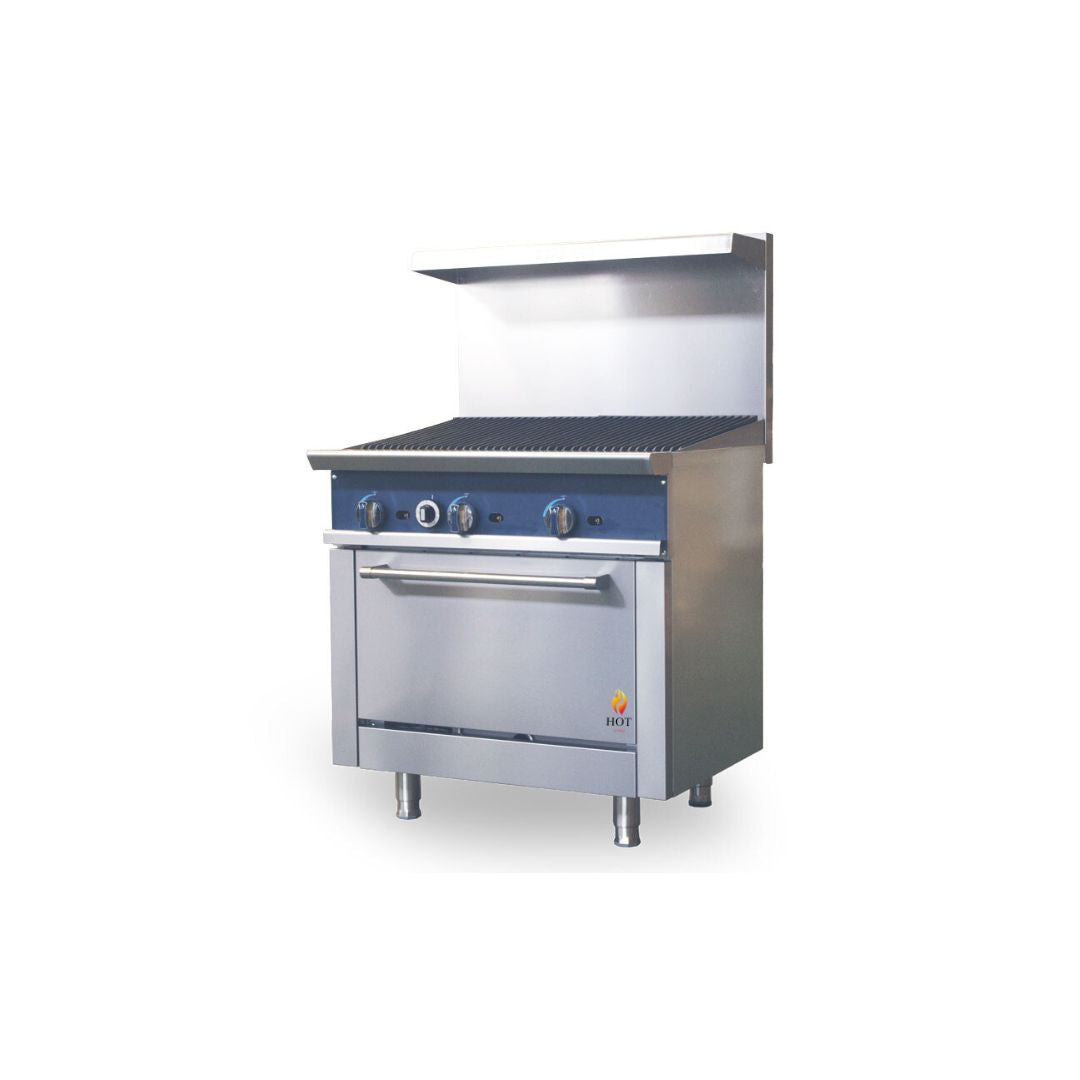 Gas Range with Built-In Convection Oven 24"w/24"Charbroiler top HZ-CR24-24CB