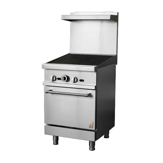 Gas Range with Built-In Convection Oven 24"w/24"Charbroiler top HZ-CR24-24CB